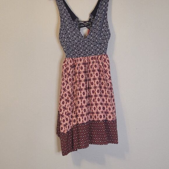 Lulus La Vie en Roses Navy Blue and Red Floral Print Dress Womens S Mixed Prints - Picture 2 of 13